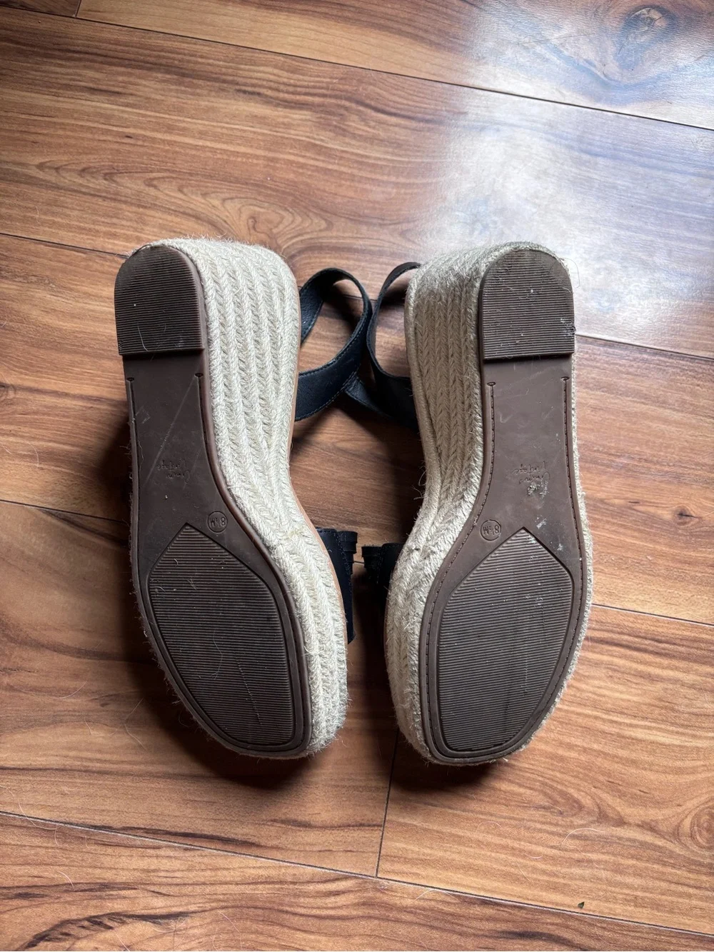 Crown Vintage Black Woven Espadrille Wedge Sandals